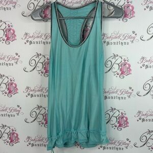 Lululemon tank top stripes racer back Teal Sleeveless Ruffle Hem Top ruffles